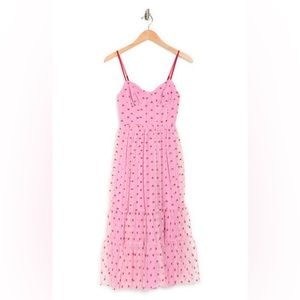 betsey johnson heart midi dress with red hearts size 8